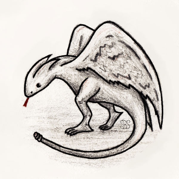 Schwarzer Sand Drache simple Darstellung.